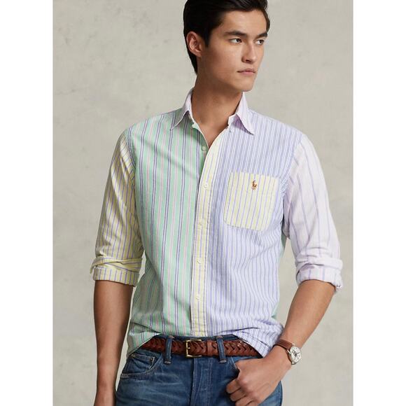 Polo Ralph Lauren Patchwork Classic Fit Oxford Shirt Men S, Multicolor | NEW$138 - Picture 1 of 5